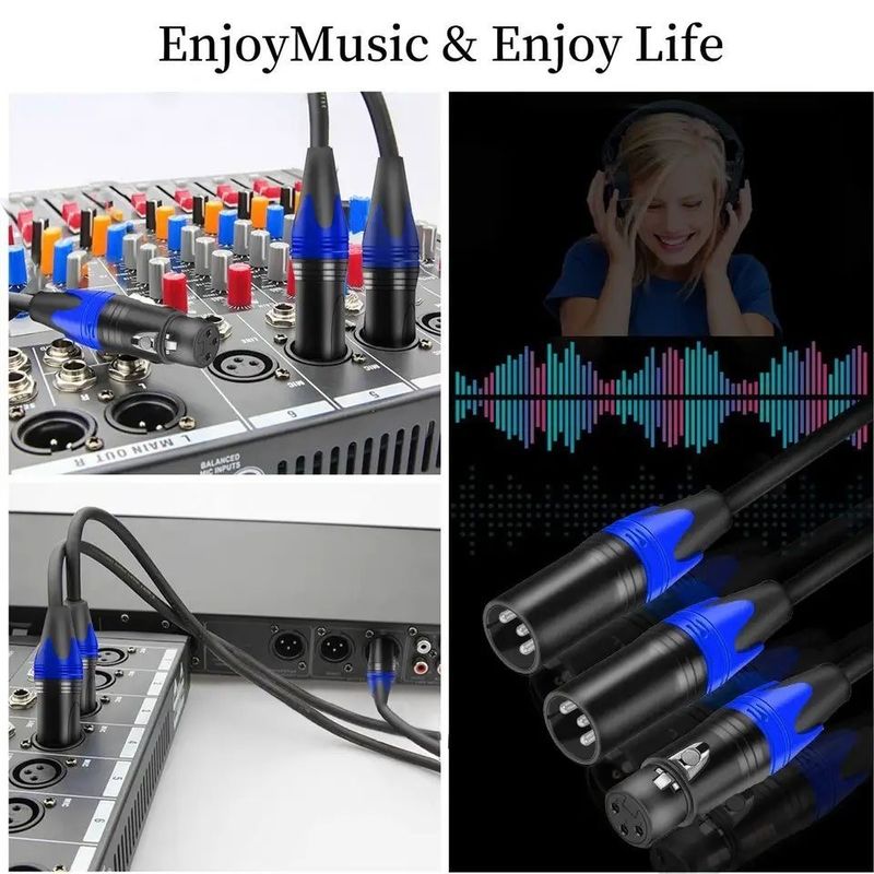 Cabo XLR de 3m Macho para Fêmea com Fio de Cobre Nu para Conexão de Microfone de Áudio de Alta Qualidade