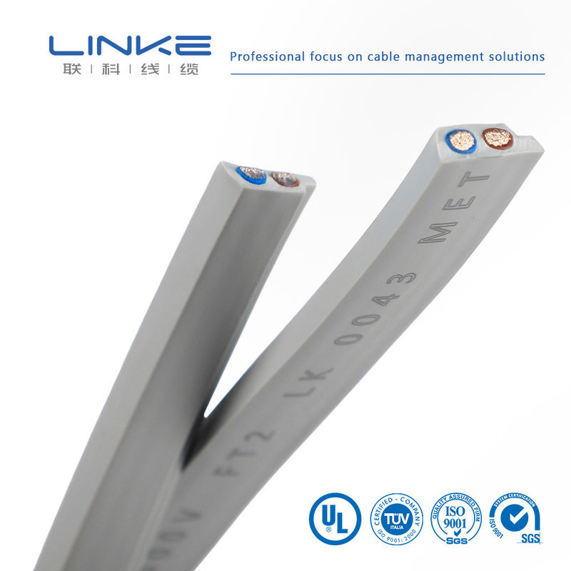 Cabo de Fio de Alimentação Flexível de Borracha Plana de Semicondutor de 2 Núcleos com Cobre Estanhado e Isolamento de PVC para Aplicações de 300V