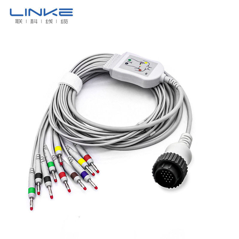 Multi Leads Cable ECG ECG de cobre enlatado para monitoramento de sinal de alta tensão médica