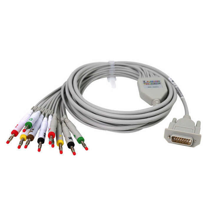 Peças sobressalentes de máquinas de ECG de 12 canais Cable médico de cobre enlatado para pacientes de ECG
