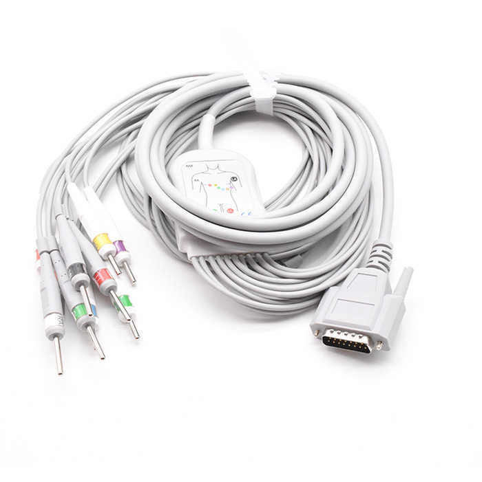 Peças sobressalentes de máquinas de ECG de 12 canais Cable médico de cobre enlatado para pacientes de ECG