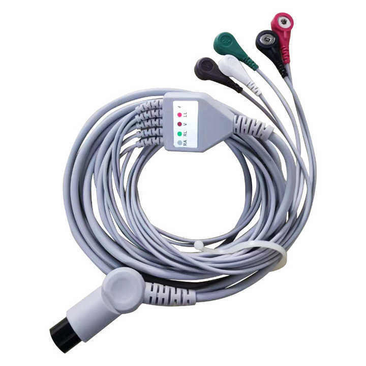 TPU Material de isolamento 3/5 Cabo de ECG de chumbo para monitor de pacientes Rainbow Cabos para equipamento de diagnóstico in vitro