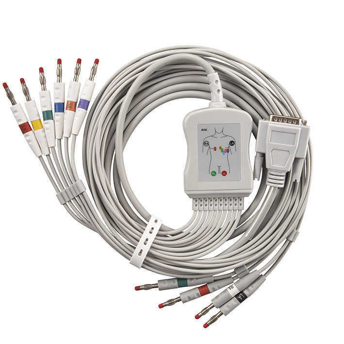 TPU Material de isolamento 3/5 Cabo de ECG de chumbo para monitor de pacientes Rainbow Cabos para equipamento de diagnóstico in vitro