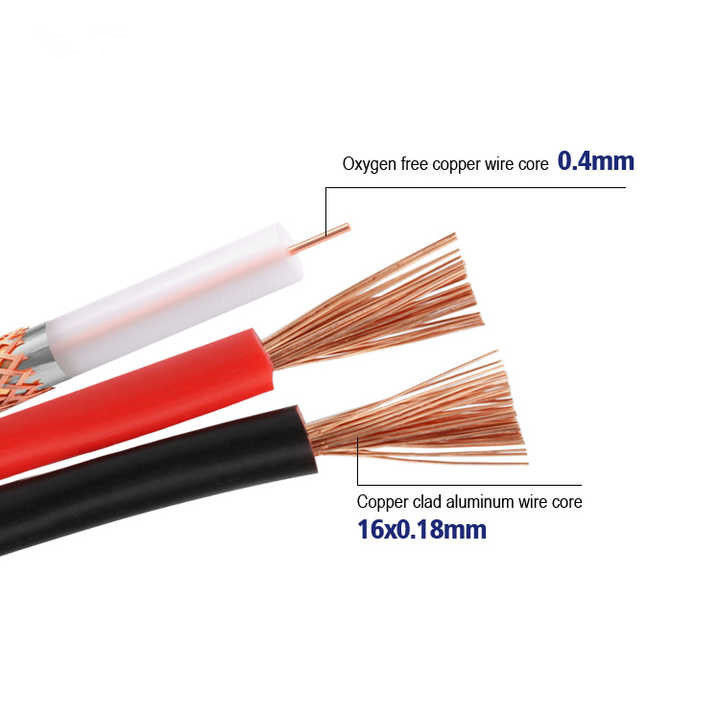 Cabo coaxial de cobre nu 750hm 100 metros cabo Rg174 com camisa de PVC de corrente 300V