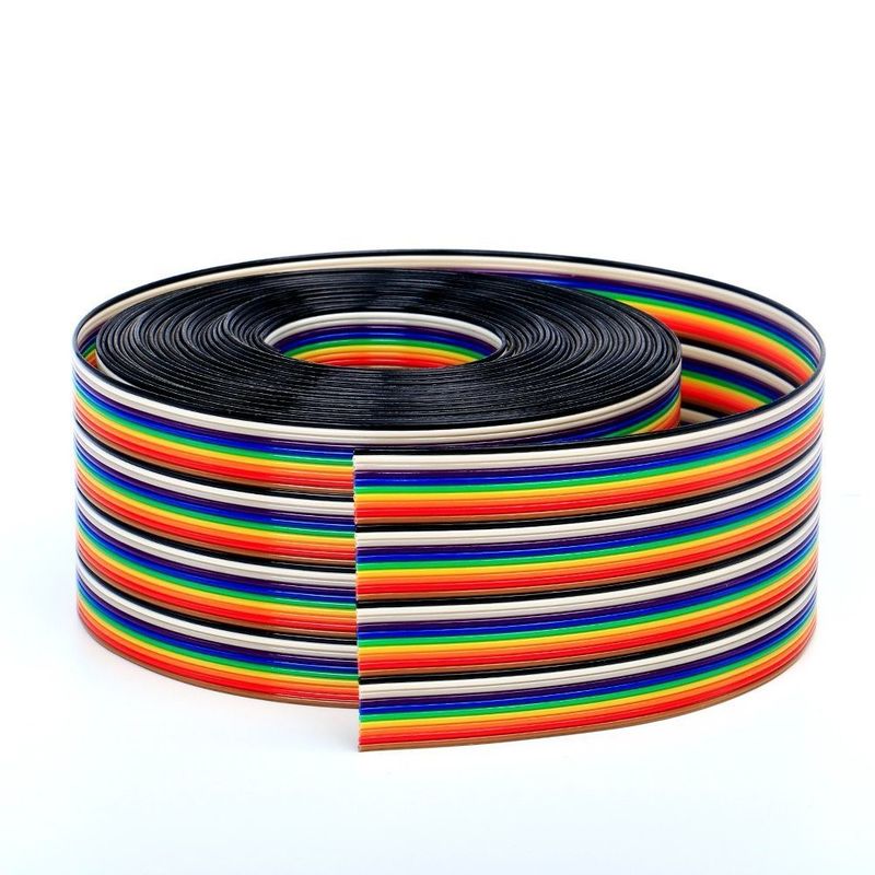 Cabo de Dados Extensor de Fita Plana de 8/10/14/16/20/40/50 Pinos com Borda Vermelha e Materiais de Isolamento Personalizáveis