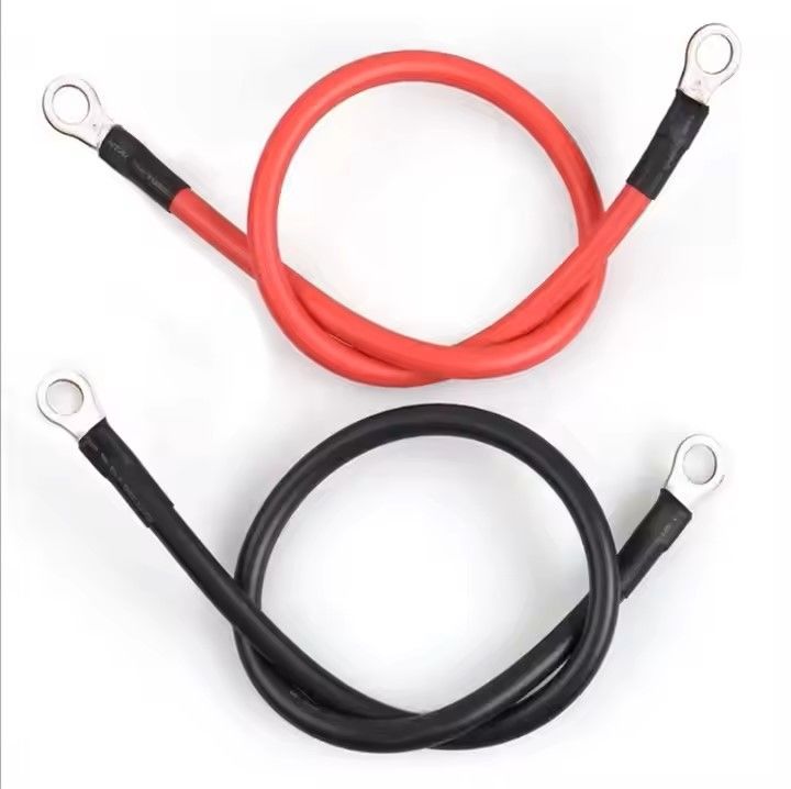Cabos de bateria personalizados AWG preto de 2 gabaritos fios de cobre para energia solar, marinha, inversor