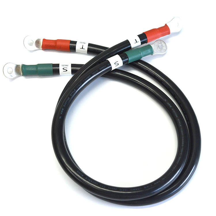 Cabos de bateria personalizados AWG preto de 2 gabaritos fios de cobre para energia solar, marinha, inversor