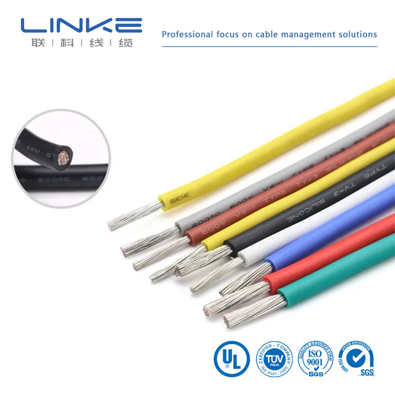 UL3135 Fios de borracha de silicone 30 28 26 24 22 20 18 16 14 12 10 AWG Cabos de iluminação de lâmpadas LED de cobre mole