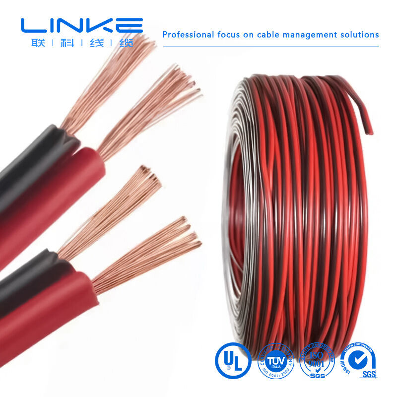 2468 VW-1 80°C 300V 22AWGx2C Fio Plano em Fita UL2468 Cabo de Caixa Acústica de PVC de 2 Vias
